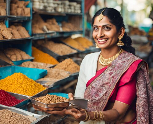 indian woman promoting his business indian woman promoting his business